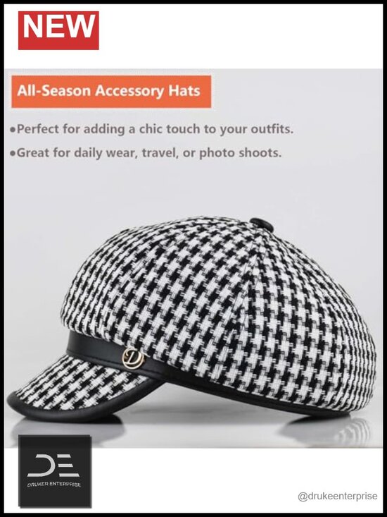 Cotton Newsboy Cap with Adjustable Drawstring Cabbie Hat for Fall Spring main image 6
